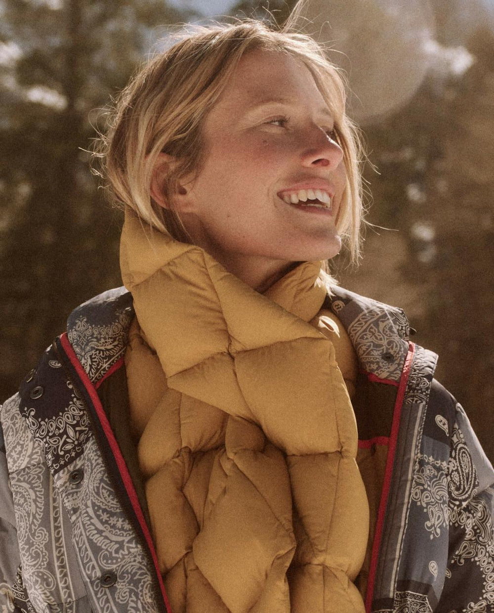 The Great. Accessories | The Down Quilted Puffer Scarf. Goldenrod - Women