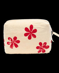 The Great. Accessories | The Hand Stamped Pouch. Natural With Hot Red Daisy - Women