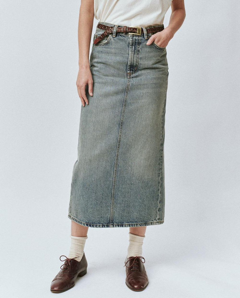 The Great. Denim | The Column Skirt. Monterey Wash - Women