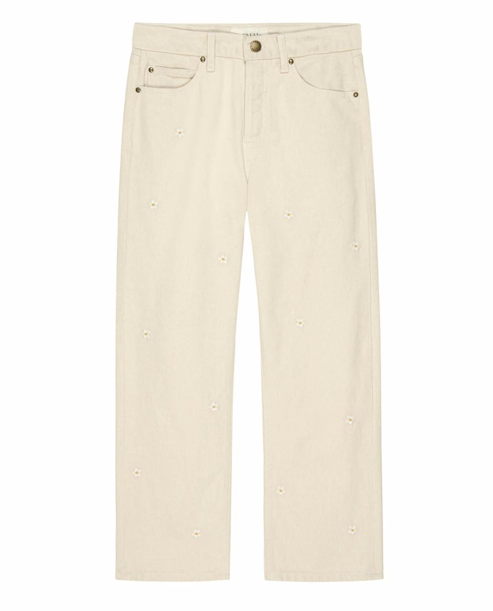The Great. Denim | The Embroidered Daisy Wayne Jean.. Natural With Embroidered Daisies - Women