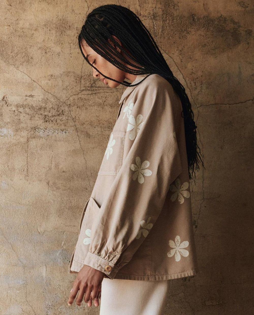 The Great. Jackets & Outerwear | The Commodore Jacket With Daisy Stamp. Khaki With Daisy Stamp - Women