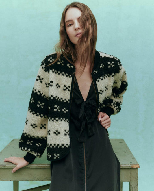 The Great. Jackets & Outerwear | The Plush Bomber. Black Geo - Women