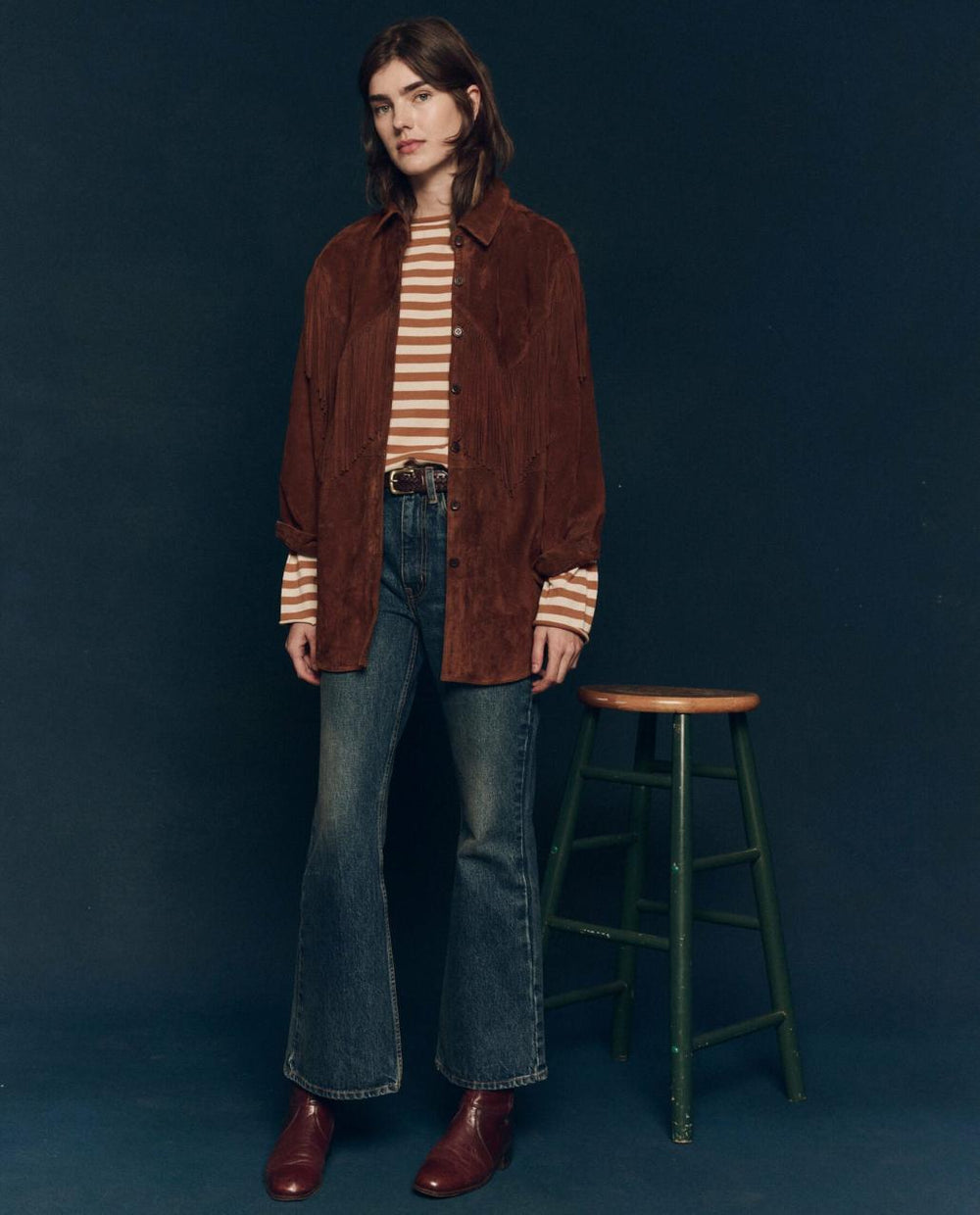 The Great. Jackets & Outerwear | The Suede Fringe Shirt Jacket. Cognac - Women