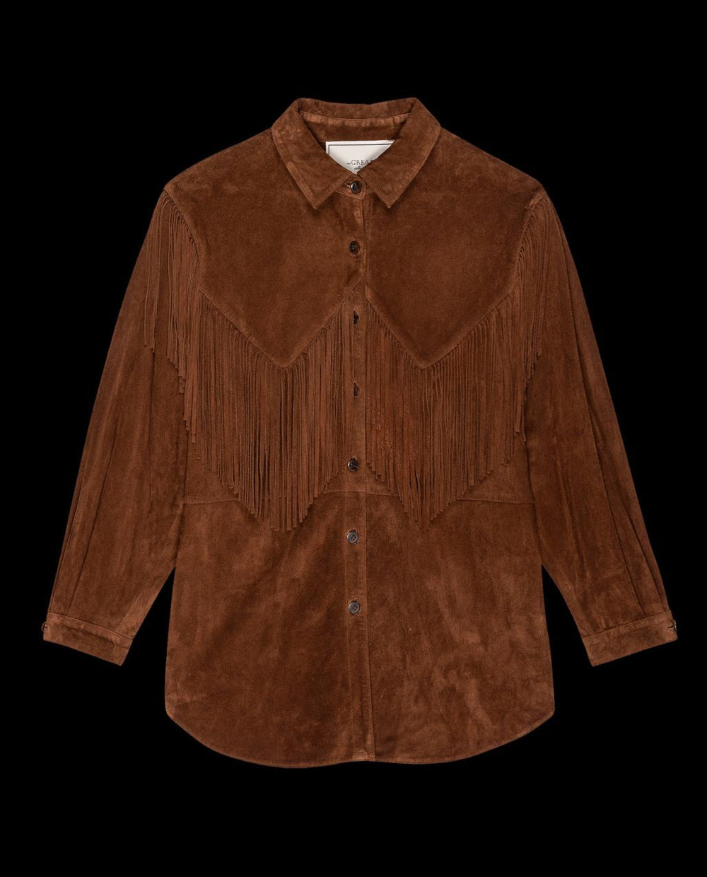 The Great. Jackets & Outerwear | The Suede Fringe Shirt Jacket. Cognac - Women