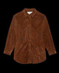 The Great. Jackets & Outerwear | The Suede Fringe Shirt Jacket. Cognac - Women