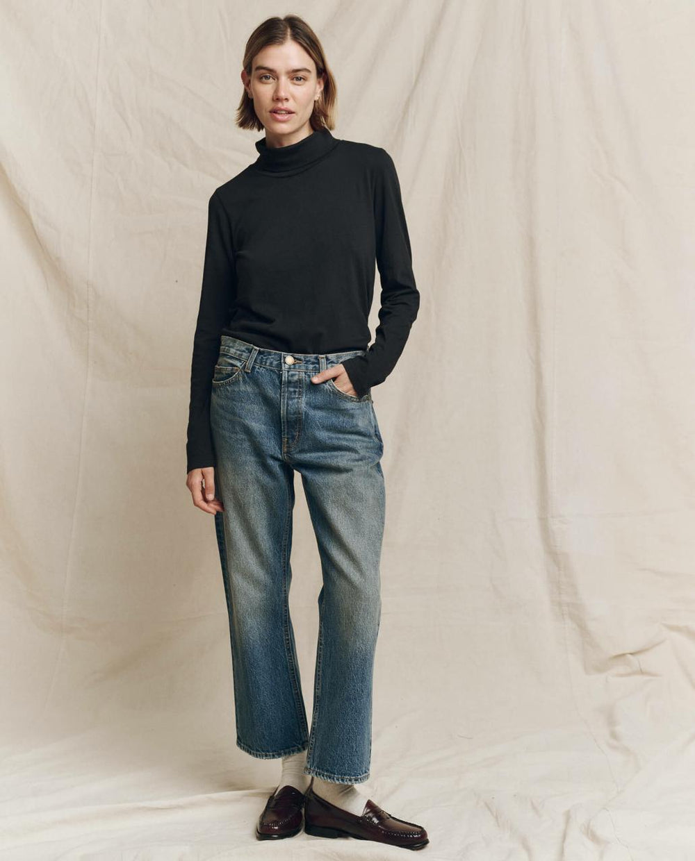 The Great. Long Sleeve Tees | The Turtleneck. Almost Black - Women