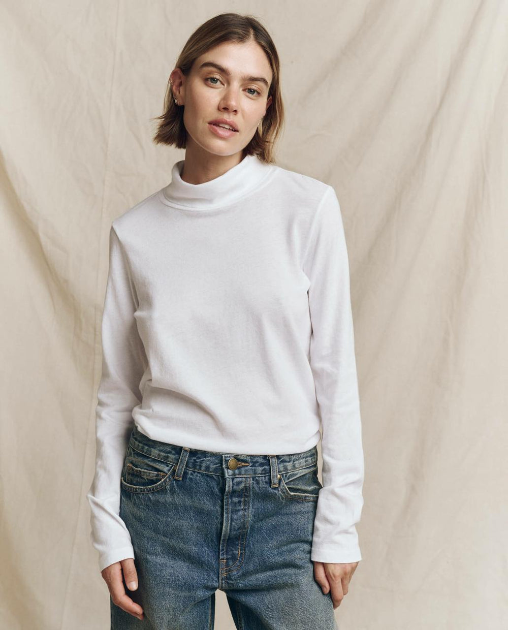 The Great. Long Sleeve Tees | The Turtleneck. True White - Women