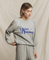 The Great. Novelty Tees & Sweats | The College Sweatshirt. Graphic Varsity Grey With Hannukah Graphic - Women