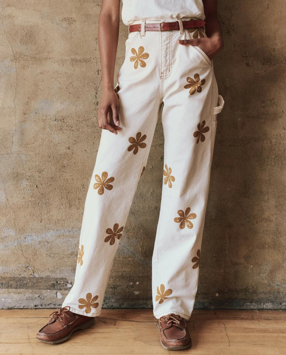 The Great. Pants | The Carpenter Pant With Daisy Stamp. Natural - Women