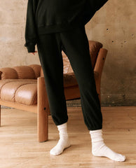 The Great. Pants | The Fleece Stadium Sweatpant. Almost Black - Women