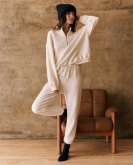 The Great. Pants | The Fleece Stadium Sweatpant. Washed White - Women