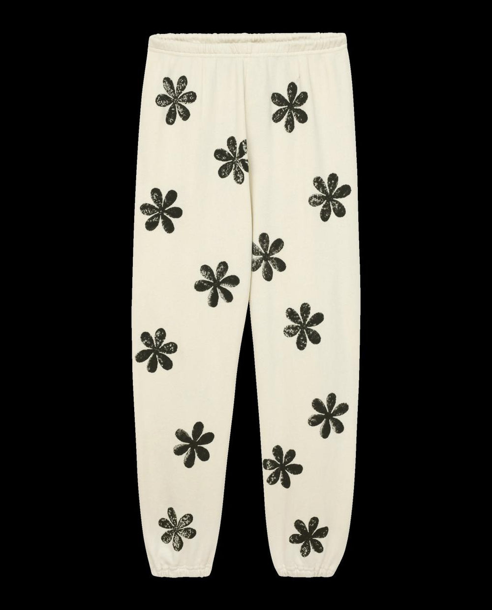 The Great. Pants | The Hand Stamped Stadium Sweatpant. Washed White With Black Daisy - Women