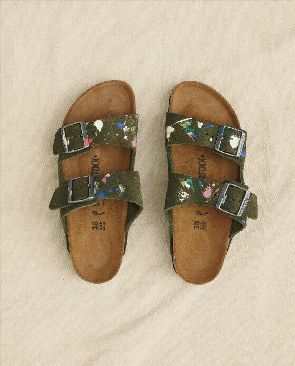The Great. Shoes | Arizona Thyme Birkenstock With Paint. Thyme With Bright Multi Paint - Women