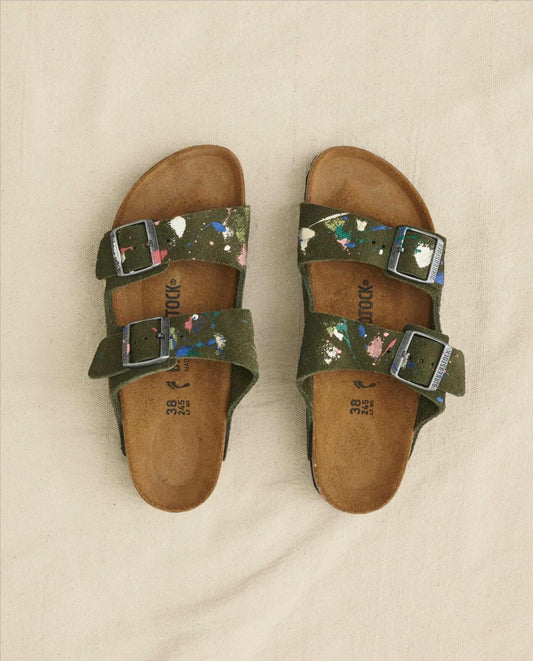 The Great. Shoes | Arizona Thyme Birkenstock With Paint. Thyme With Bright Multi Paint - Women