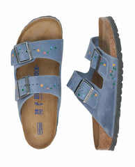 The Great. Shoes | BIRKENSTOCK Arizona With Hand Painted Tooled Vine. Dusty Blue Oiled - Women