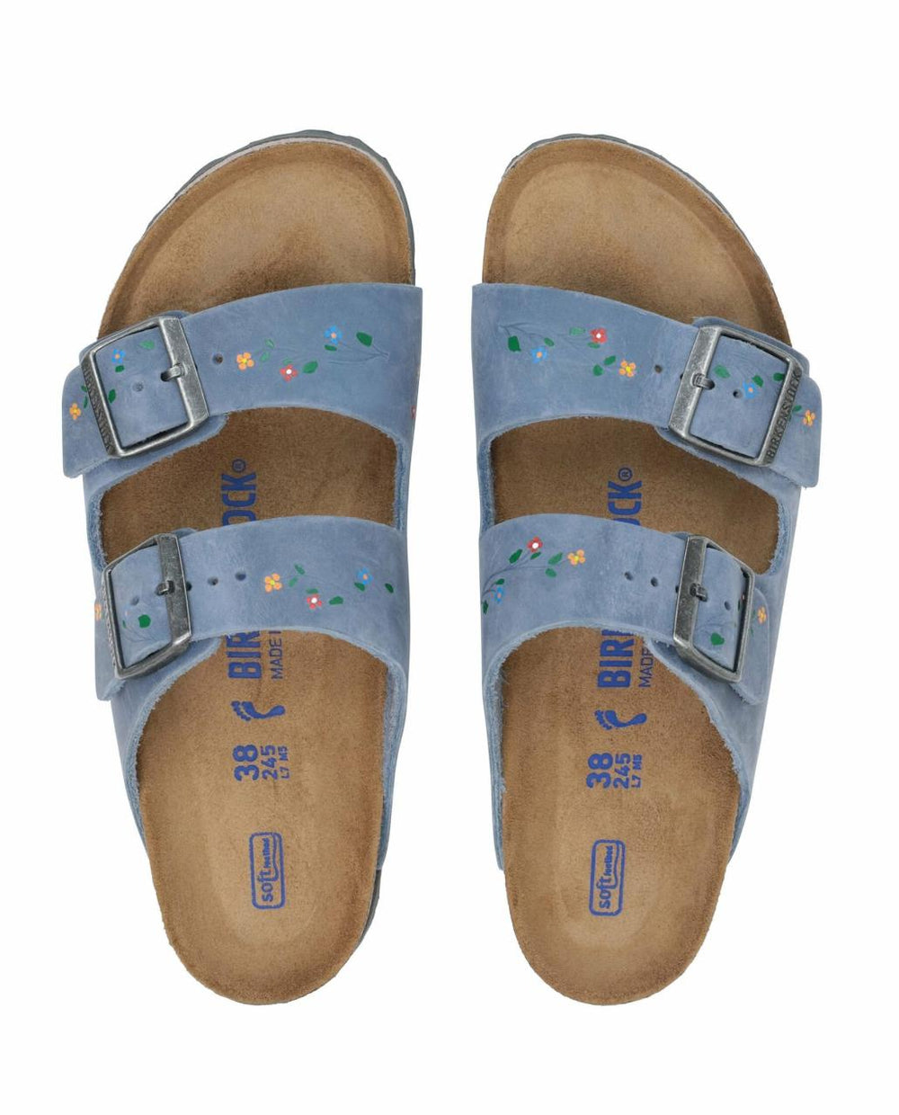The Great. Shoes | BIRKENSTOCK Arizona With Hand Painted Tooled Vine. Dusty Blue Oiled - Women