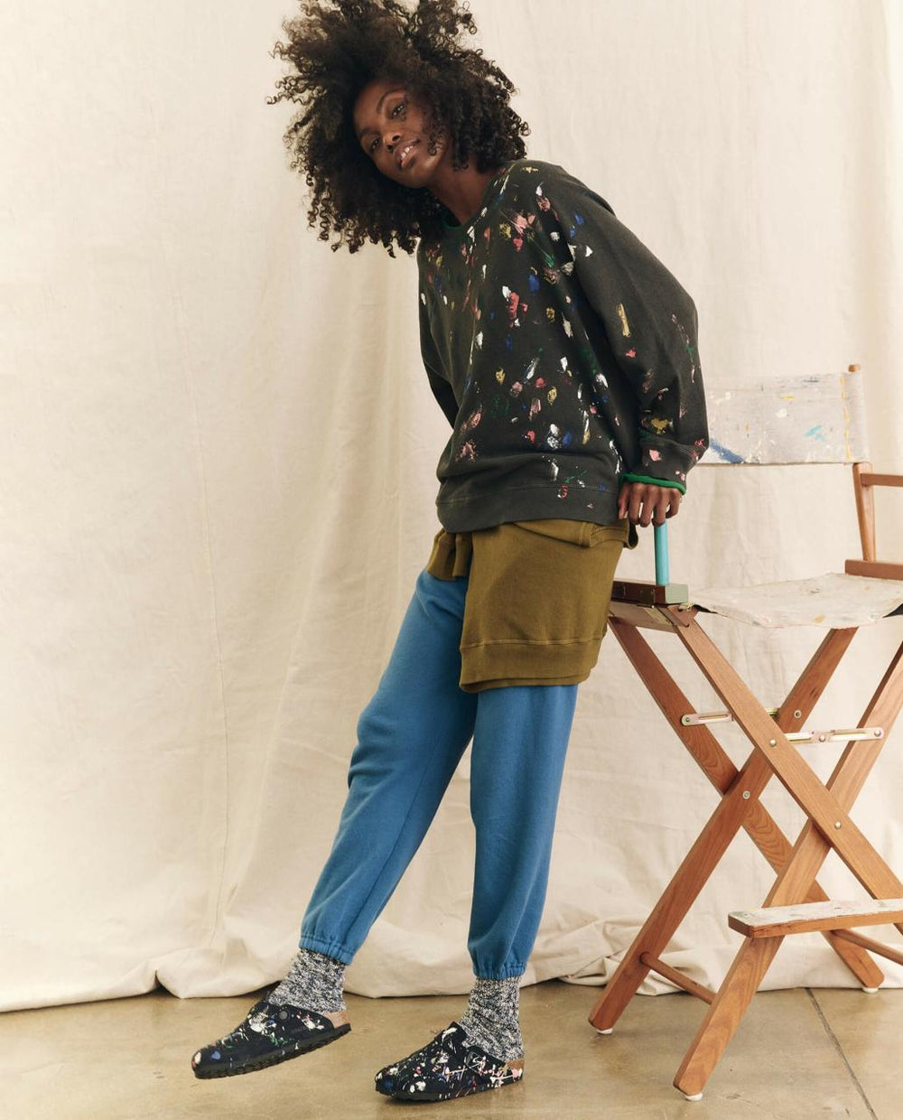 The Great. Shoes | Boston Midnight Birkenstock With Paint. Midnight Blue With Bright M - Women