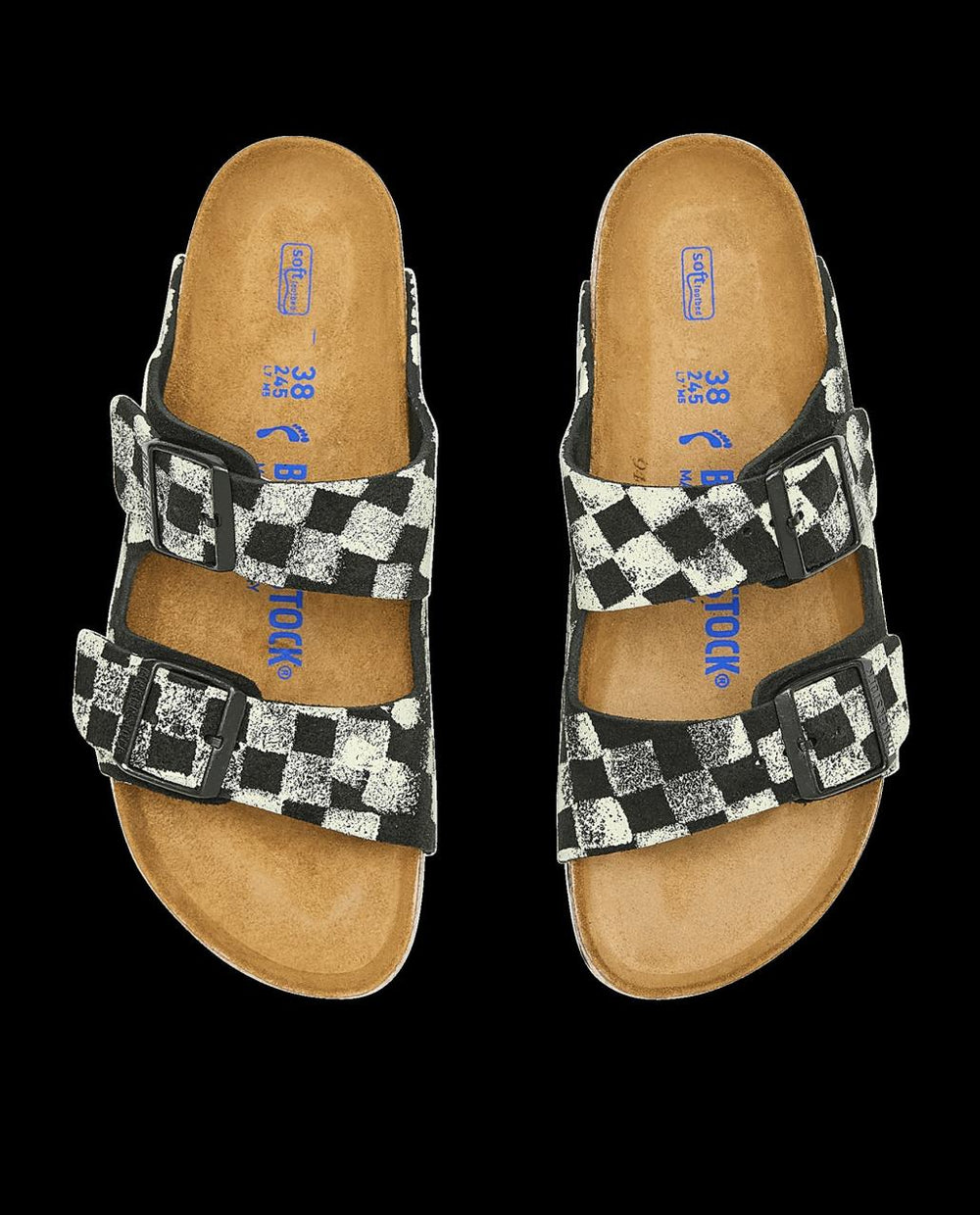 The Great. Shoes | The Hand Stamped BIRKENSTOCK Arizona. Black With Cream Check - Women