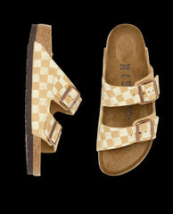 The Great. Shoes | The Hand Stamped BIRKENSTOCK Arizona. Latte With Cream Check - Women