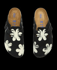 The Great. Shoes | The Hand Stamped BIRKENSTOCK Boston. Black With Cream Daisy - Women