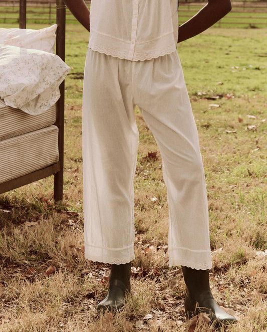 The Great. Sleep Bottoms | The Eyelet Easy Sleep Pant. True White - Women
