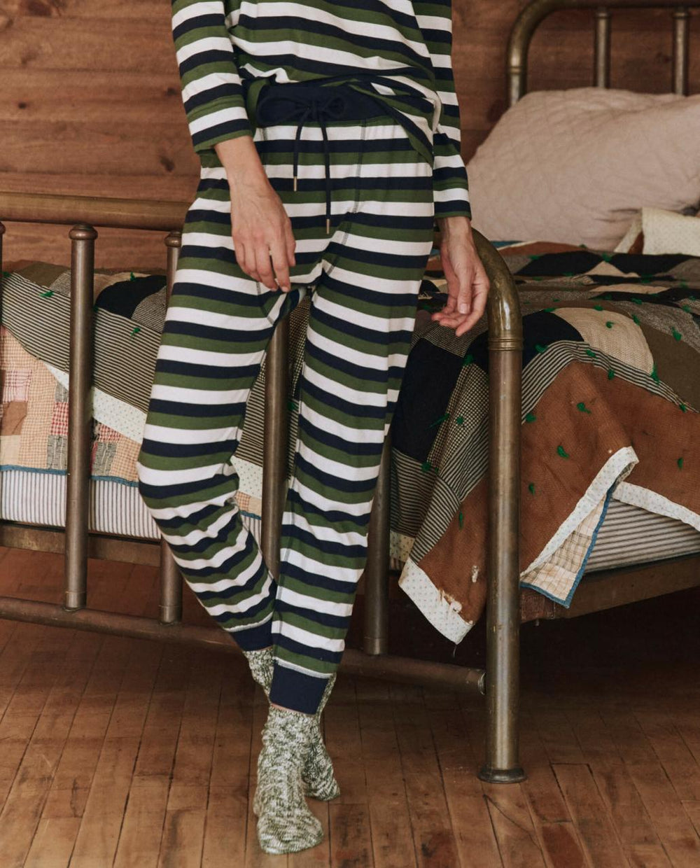 The Great. Sleep Bottoms | The Long John. Winter Pine Stripe - Women