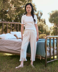 The Great. Sleep Bottoms | The Pointelle Easy Button Sleep Pant. White - Women