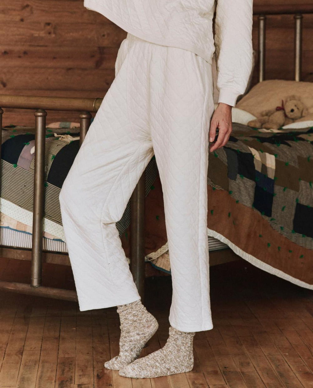 The Great. Sleep Bottoms | The Quilted Pajama Pant. Washed White - Women
