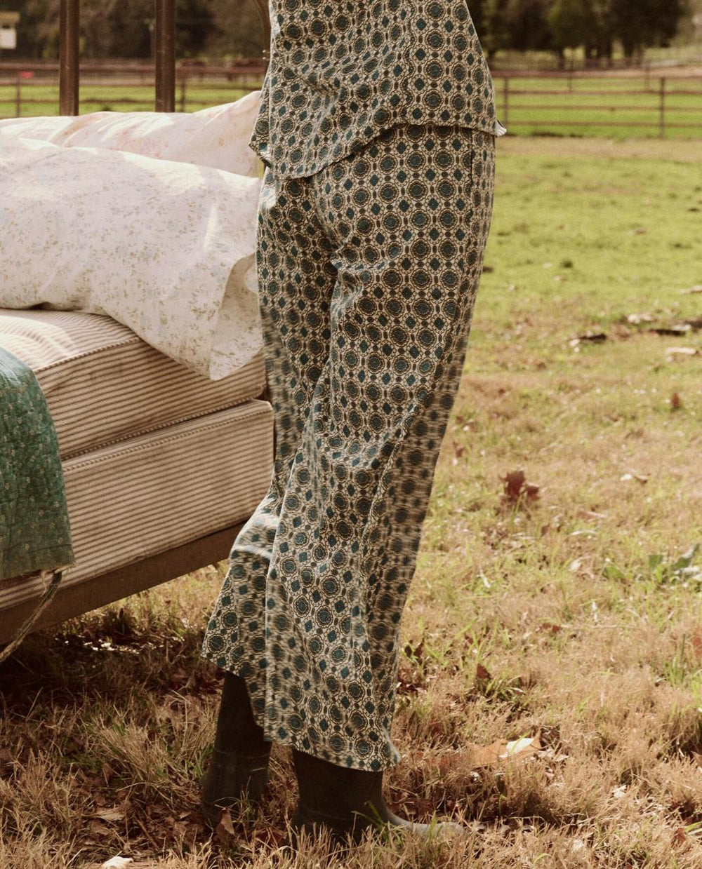 The Great. Sleep Bottoms | The Smocked Sleep Pant. Geo Medallion Print - Women