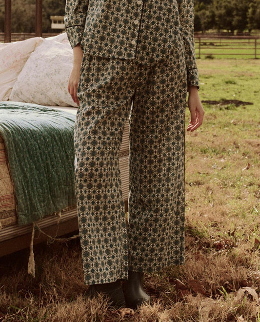 The Great. Sleep Bottoms | The Smocked Sleep Pant. Geo Medallion Print - Women
