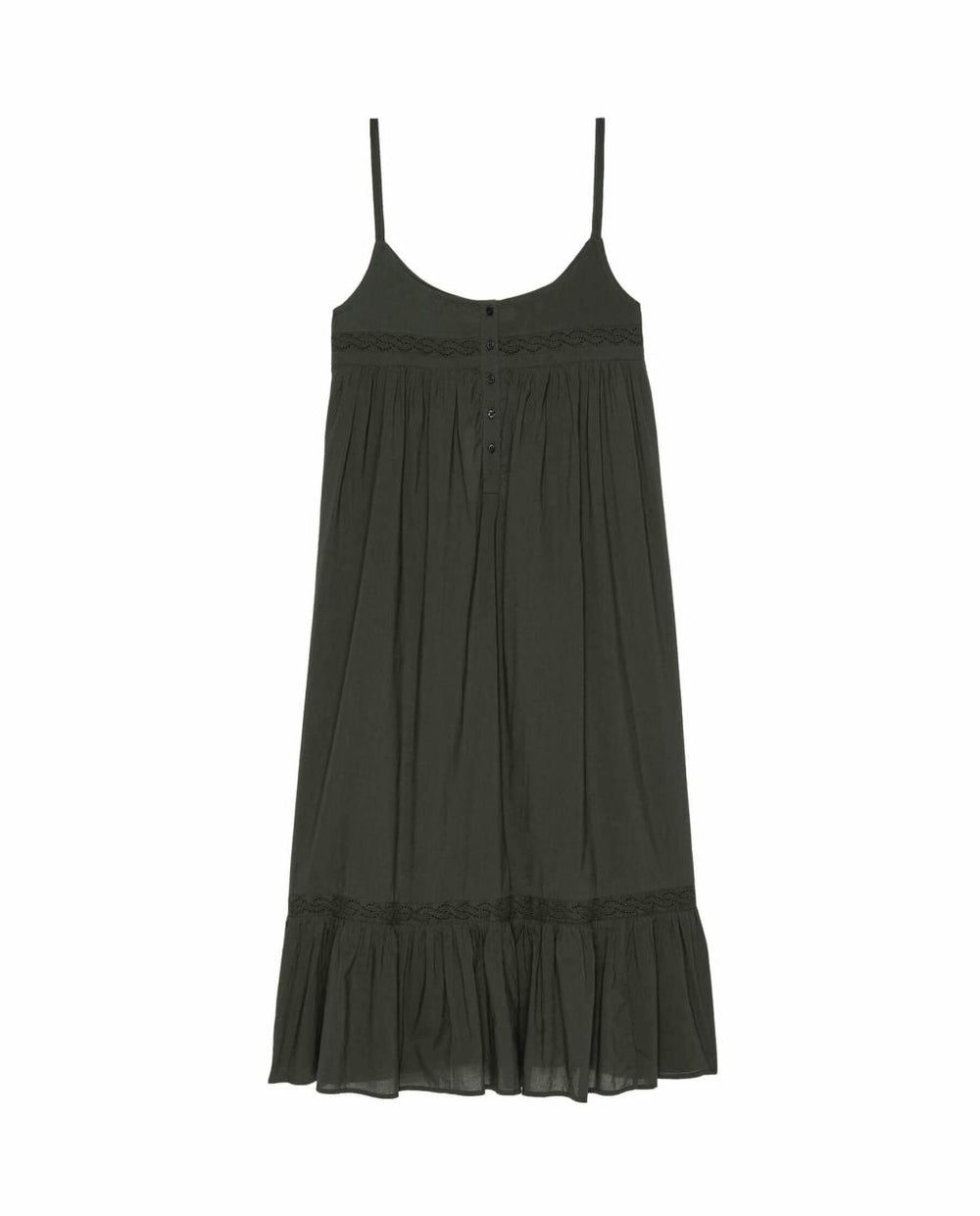 The Great. Sleep Dresses | The Eyelet Ruffle Tank Night Dress. Black - Women