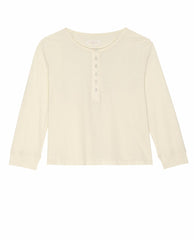 The Great. Sleep Tops | The Crop Sleep Henley. Washed White - Women