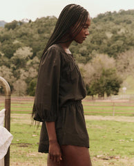 The Great. Sleep Tops | The Eyelet Button Sleep Top. Black - Women