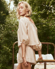 The Great. Sleep Tops | The Eyelet Button Sleep Top. Soft Rosette - Women