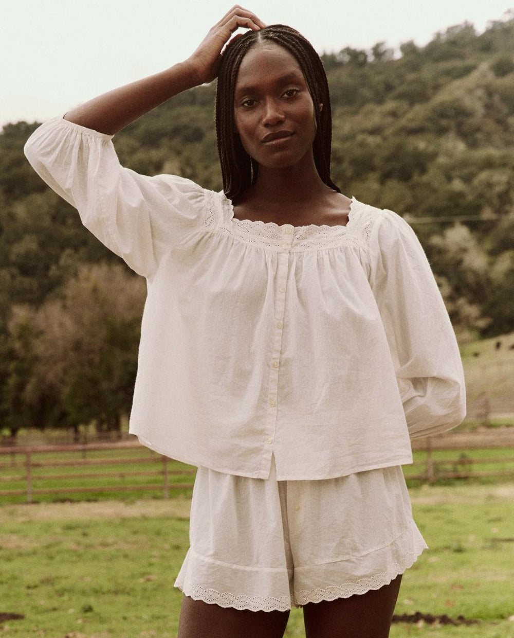 The Great. Sleep Tops | The Eyelet Button Sleep Top. True White - Women