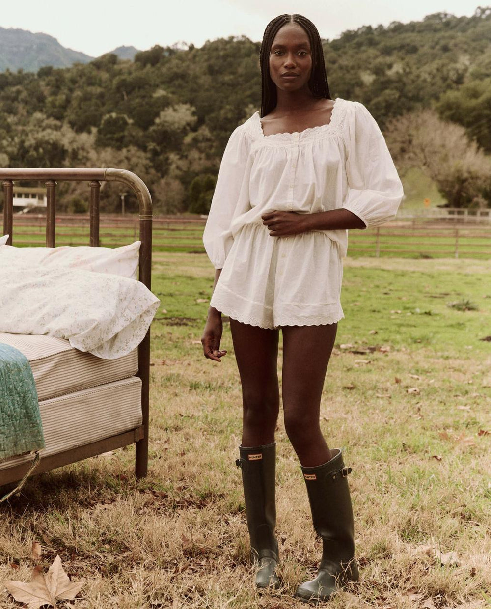 The Great. Sleep Tops | The Eyelet Button Sleep Top. True White - Women