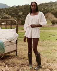 The Great. Sleep Tops | The Eyelet Button Sleep Top. True White - Women