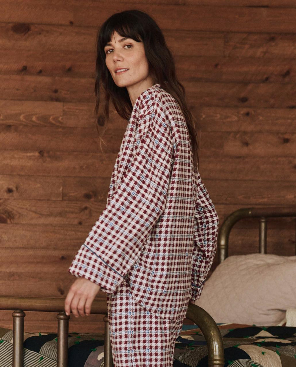 The Great. Sleep Tops | The Pajama Shirt. Bordeaux Plaid - Women
