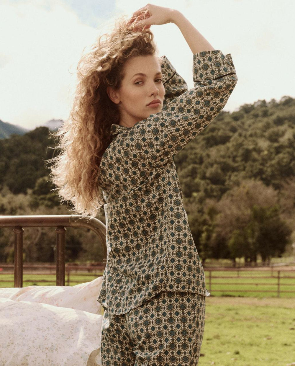The Great. Sleep Tops | The Pajama Shirt. Geo Medallion Print - Women