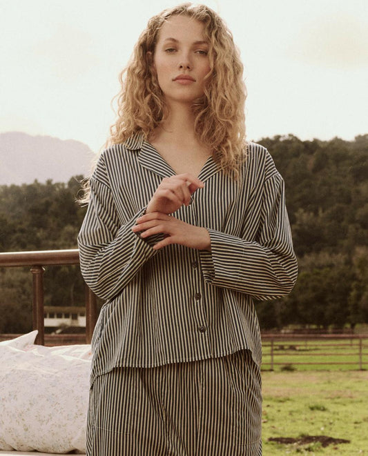 The Great. Sleep Tops | The Pajama Shirt. Horizon Stripe - Women