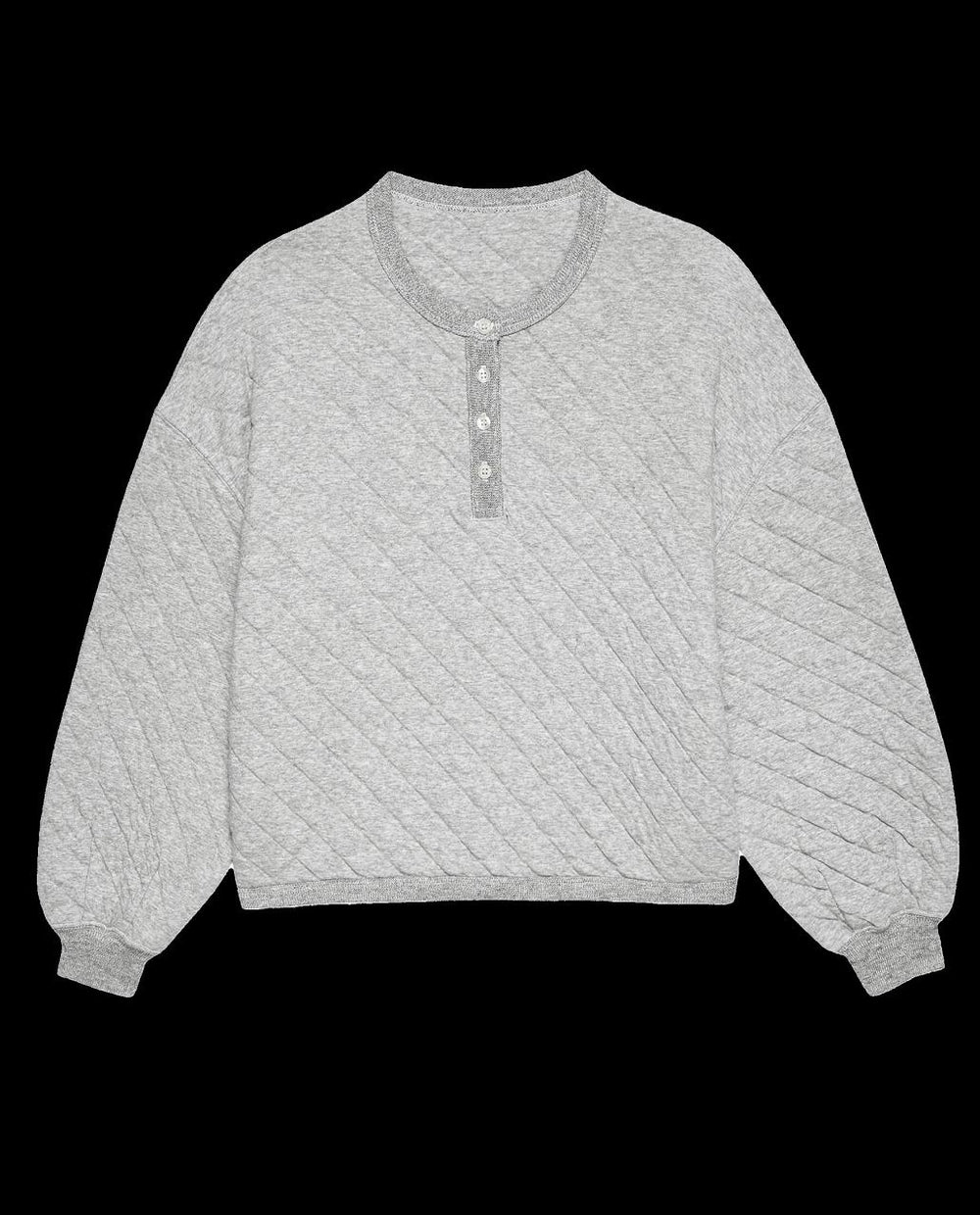 The Great. Sleep Tops | The Quilted Henley Sleep Sweatshirt. Heather Grey - Women