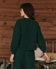 The Great. Sleep Tops | The Quilted Henley Sleep Sweatshirt. Pine - Women