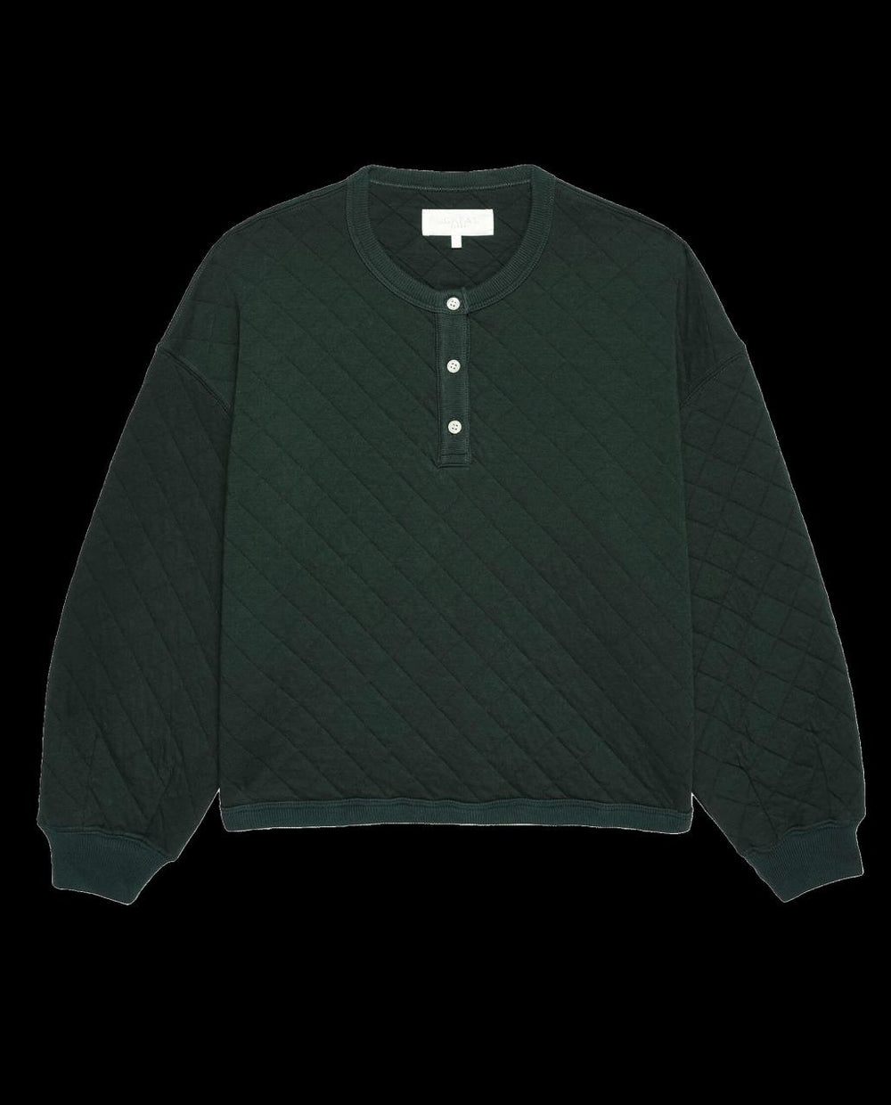 The Great. Sleep Tops | The Quilted Henley Sleep Sweatshirt. Pine - Women