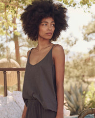The Great. Sleep Tops | The Sleep Cami Tank. Washed Black - Women