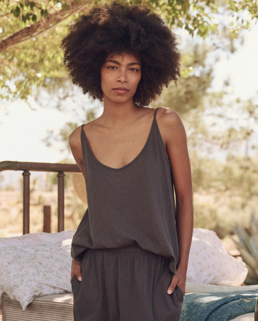 The Great. Sleep Tops | The Sleep Cami Tank. Washed Black - Women