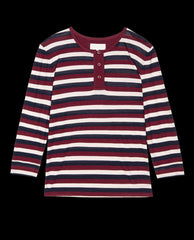 The Great. Sleep Tops | The Sleep Henley. Bordeaux Stripe - Women