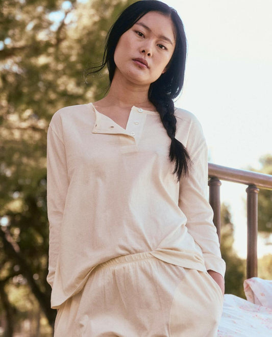 The Great. Sleep Tops | The Sleep Henley. Washed White - Women