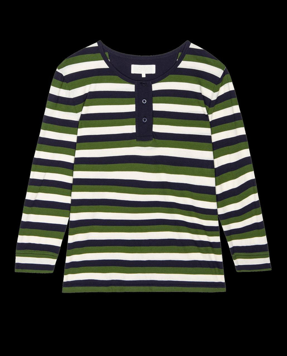 The Great. Sleep Tops | The Sleep Henley. Winter Pine Stripe - Women