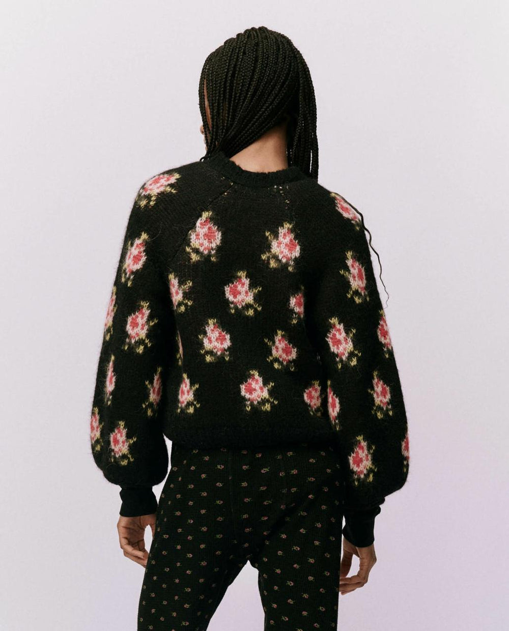 The Great. Sweaters | The Carousel Cardigan. Black Heirloom Rose - Women