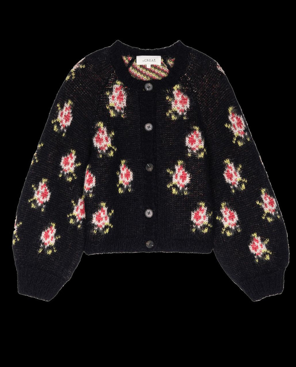 The Great. Sweaters | The Carousel Cardigan. Black Heirloom Rose - Women